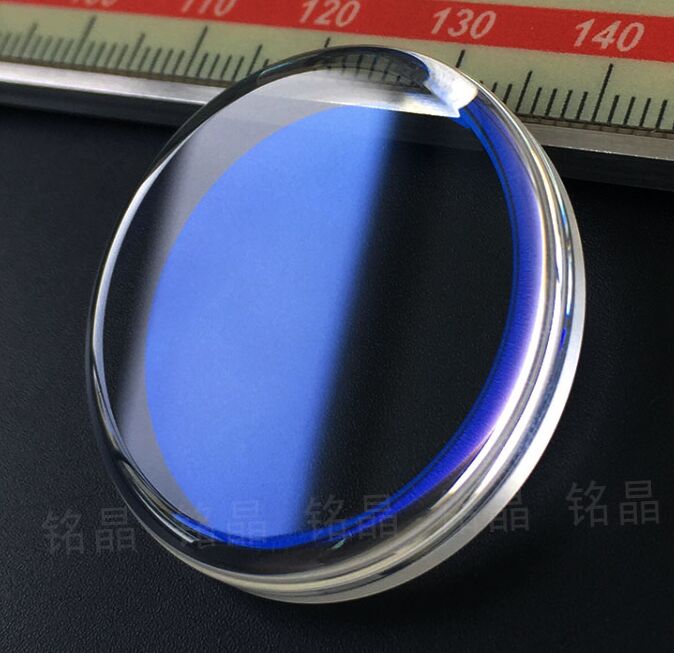 Skx 007 7002 serie flad boble safir krystal blå / rød ar belægning safir til udskiftning af ur: Blå ar belægning