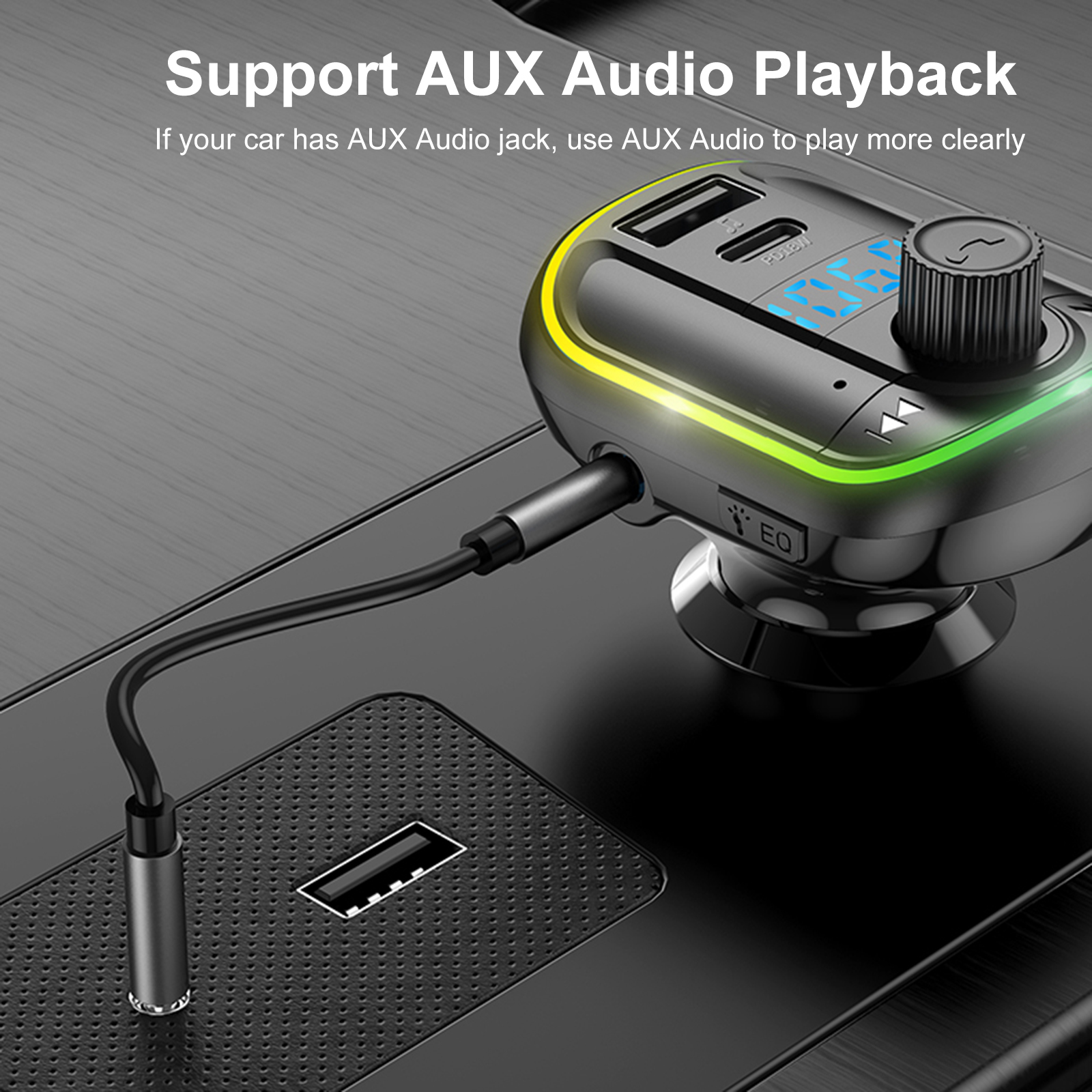 Autoradio mit  mp3 sendern,  bt 5.0 fm freisprecheinrichtung, audioempfänger, unterstützt tf-audio, udisk und 3.1a pd18w usb-c- und usb-anschlüsse