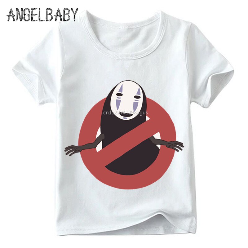 Bambini Anime The No Face Spirit Design divertente maglietta ragazzi/ragazze estate Cartoon top T-shirt bianca morbida per bambini, ooo2268