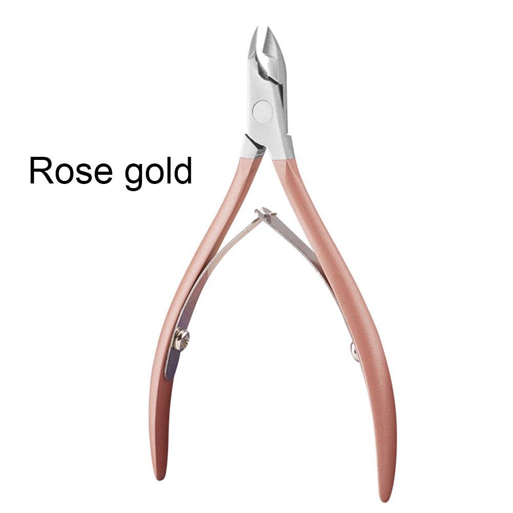 Nail Schaar Rvs Nail Art Cuticle Nipper Cutter Nagelknipper Draagbare Manicure Pedicure Gereedschap: Rose gold