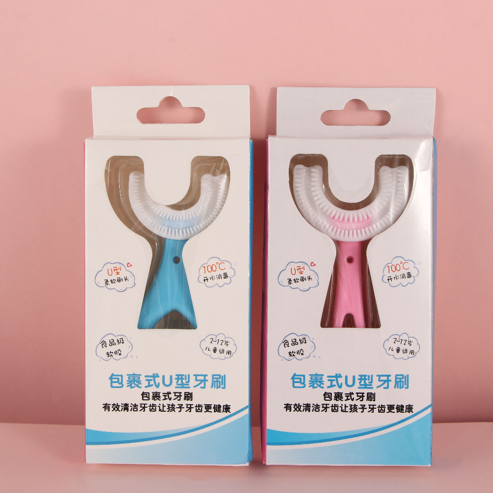 Bambini portatili in Silicone 2-12 anni spazzolini da denti per bambini cura orale spazzolini da denti a forma di U spazzole per la pulizia dei denti