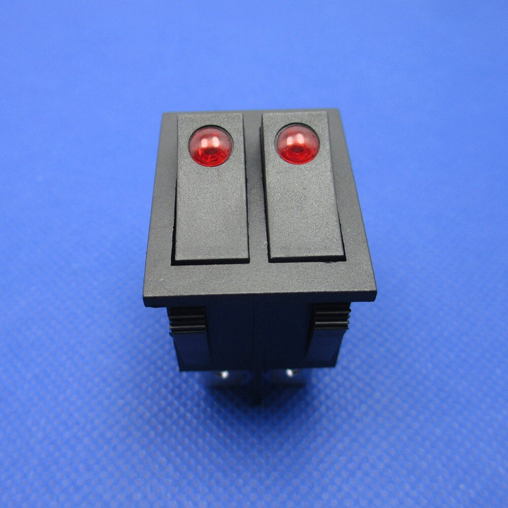 2pcs brand button rocker switch double electrical switch for warmer oil heater 6 pins with light On-Off 16A 250VAC: Black button
