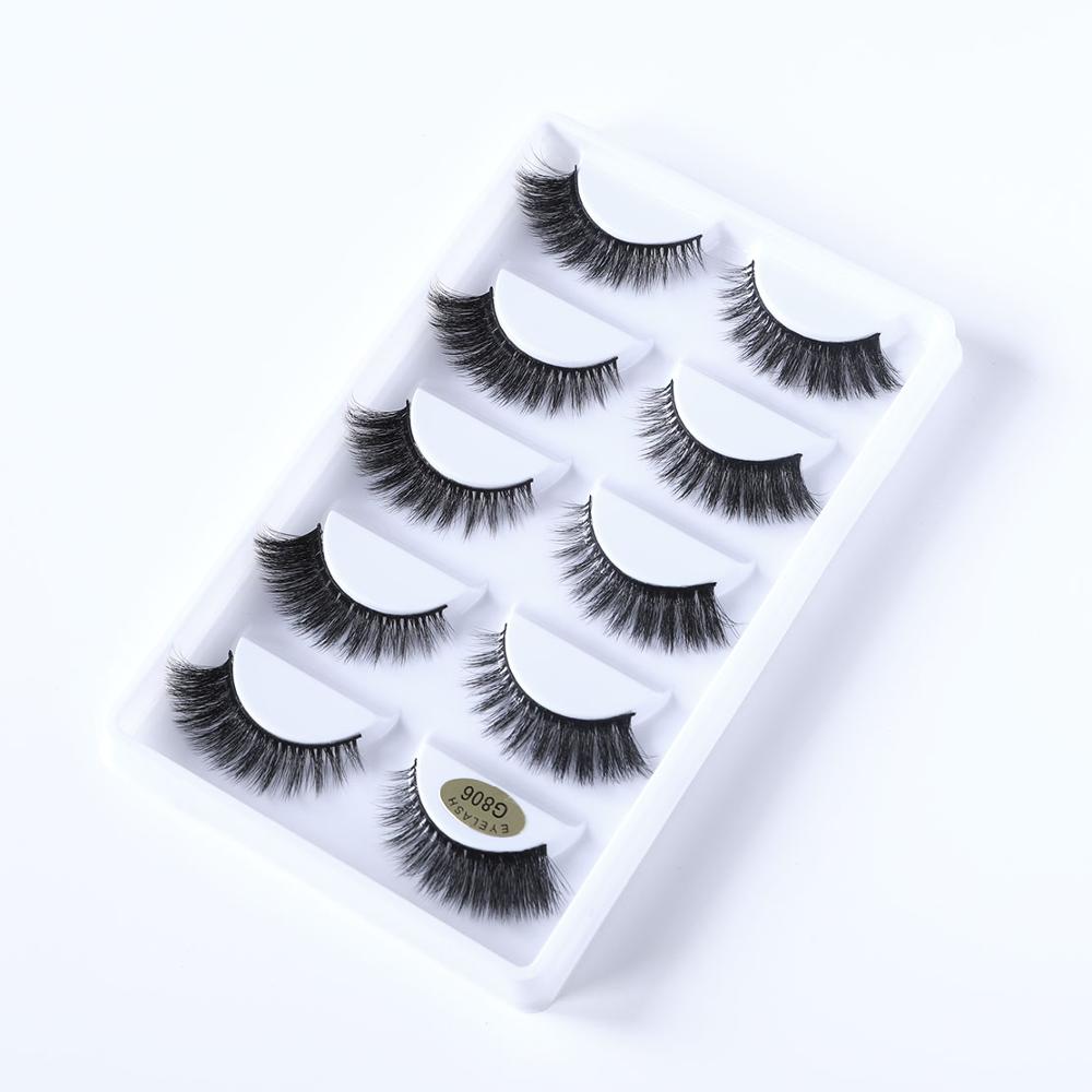 5 Pairs Dramatic Mink Lash Soft Light Weight Long Eyelashes Beauty Makeup Full Strip Lashes Crisscross Volume False Eyelash: SM-G806