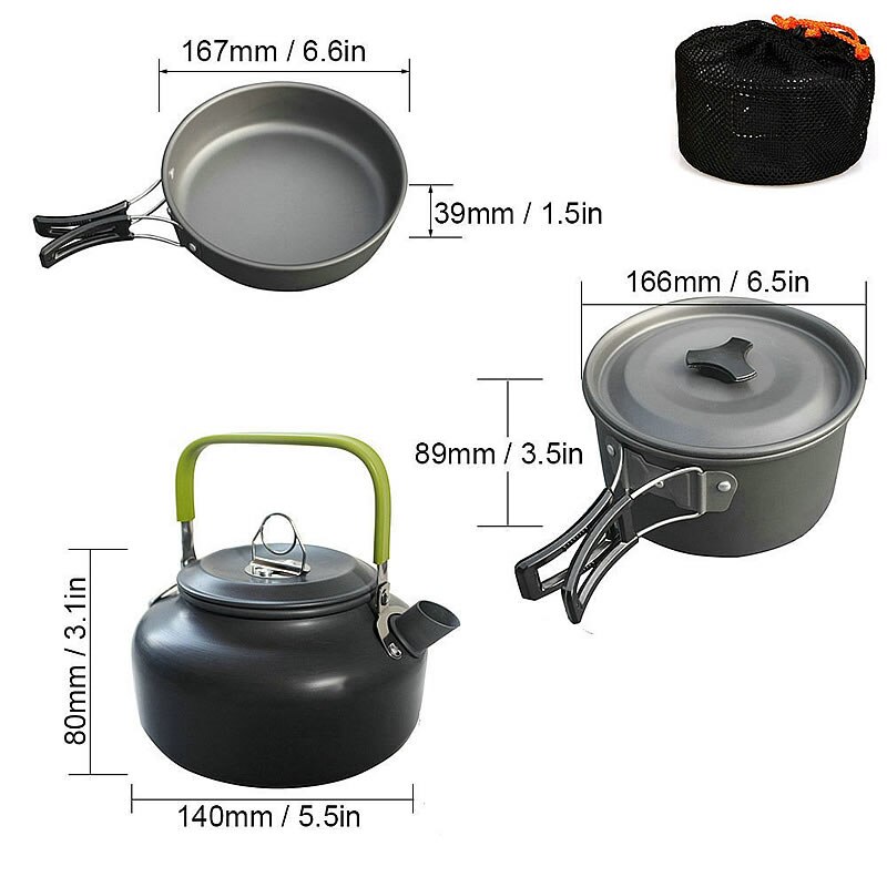 Bowl Tableware Cookware-Combination Coffee-Cup Picnic Aluminum Outdoor Camping Teapot-Set