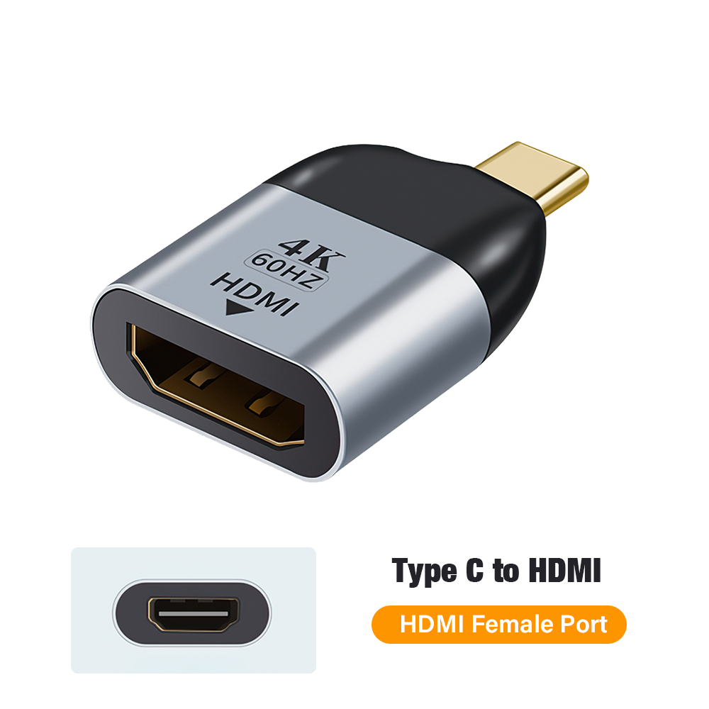 Adaptateur USB 3.1 Type C vers HDMI/DP 1.4 /VGA/miniDP plaqué or, convertisseur de prise de Projection 4K/8k 60Hz USB C mâle vers femelle, vidéo HD: Black