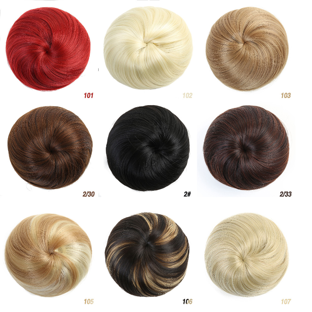 Buqi – chignon synthétique court et lisse pour femme adulte, anneau à donuts, résistant à la chaleur, accessoires de coiffure tendance