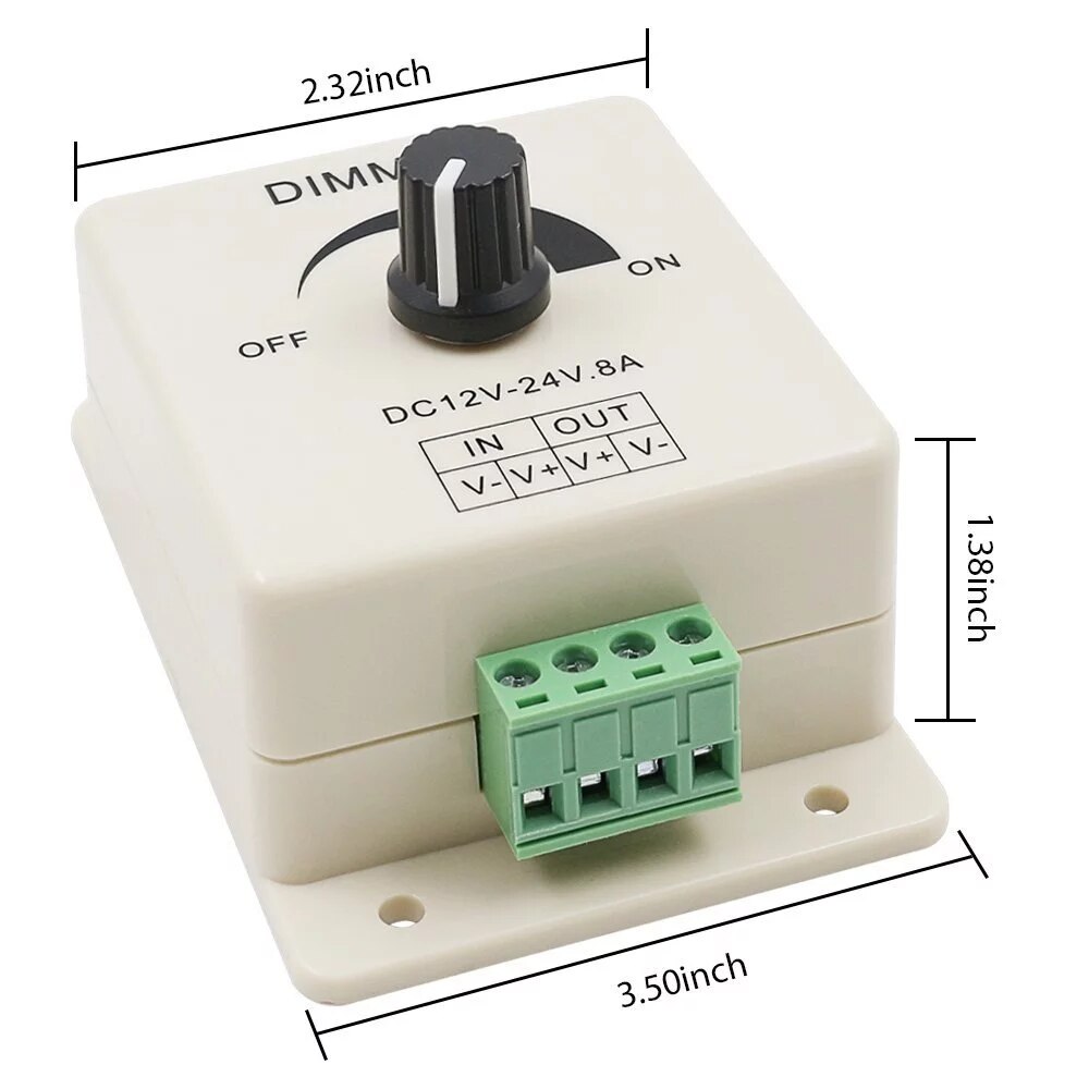 12v LED Dimmer draaiknop met glasplaat 1 Zones wit