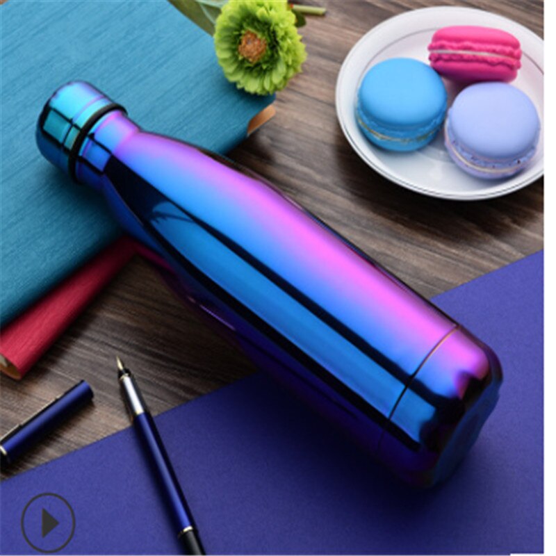 500ML Roestvrijstalen Vacuüm Geïsoleerde Water Fles Dubbele Wand Thermos Houden Warm/Koud voor 12 Uur Thee Koffie drinken Fles: Bruin
