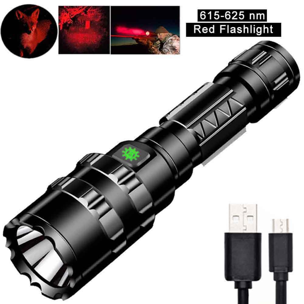 USB Rechargable Mini LED Flashlight 3 Lighting Mode Waterproof Torch Telescopic Zoom Stylish Portable Suit for Night Lighting: Red