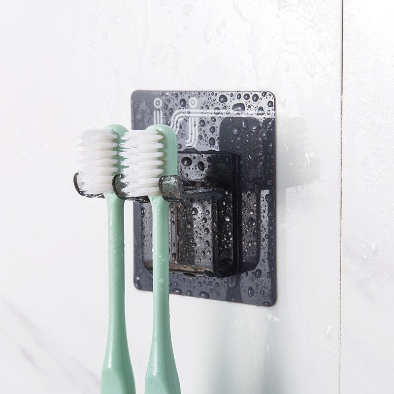Tandbørsteholder sæt mundbæger + tandbørsteholder badeværelse tilbehørssæt tandbørsteholder vægopsugningsholder opbevaringsstativ