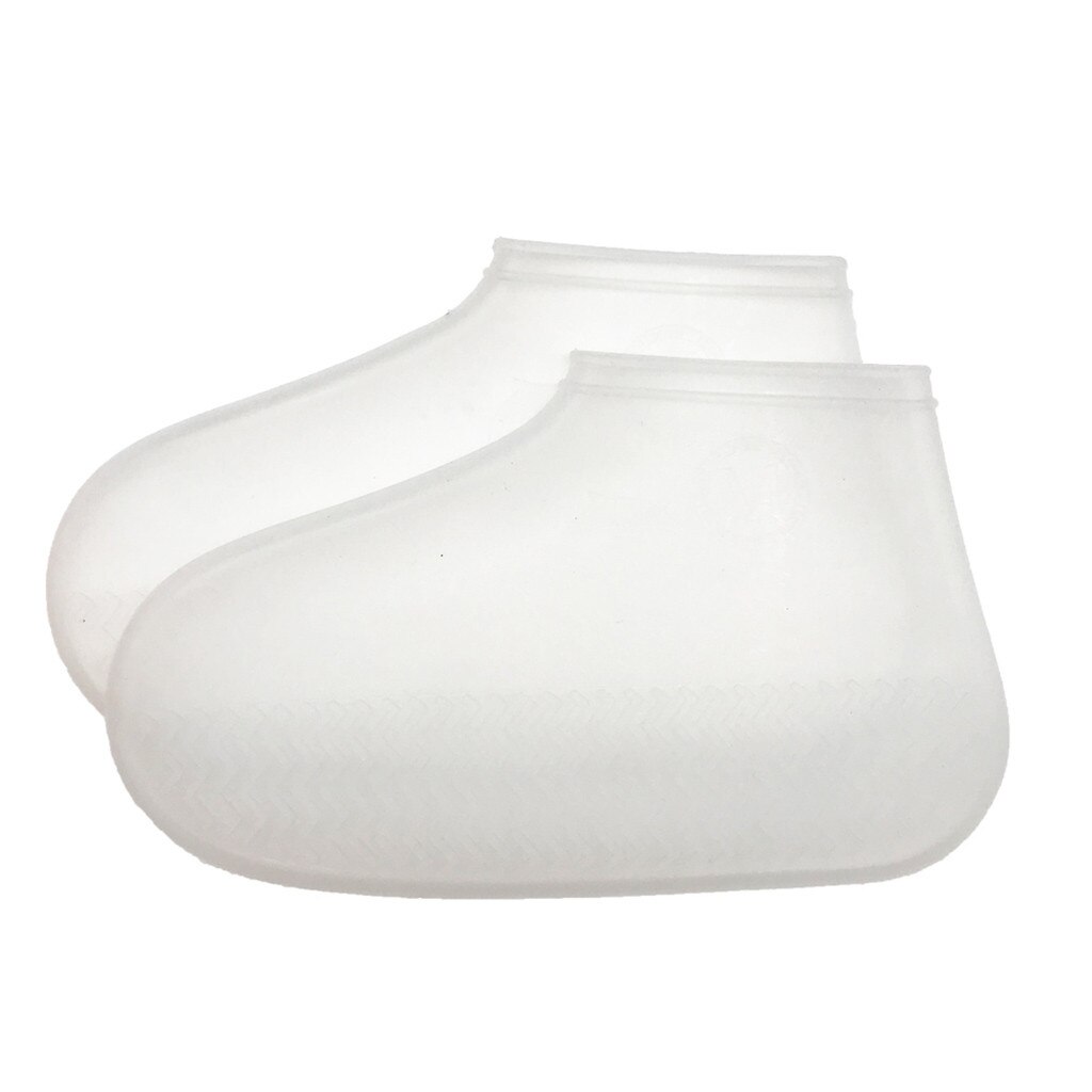 Rain Day Shoes Cover Unisex Reusable Rain Gear Boots Snow Shoes Covers Waterproof Shoes Overshoes Clear Silicone Flat S/M/L: White / L