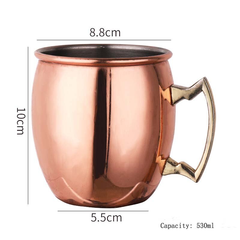 Taza bañada en cobre y bronce de acero inoxidable, taza de mula de Moscú, taza de cerveza, taza de café, leche, artículos de cóctel para Bar/hogar, 530ml: 2