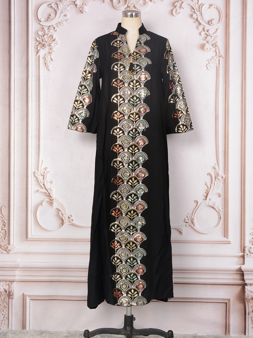Abaya Marokko Kaftan Stickerei Pailletten Lange Kleid Dubai Abayas Islam Vestidos Eid Muslimische Frauen bescheiden Party Kleider Jalabiya