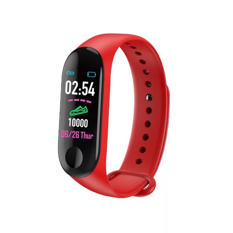 Running Pedometer M3 Plus Blood Pressure Monitor Heart Rate Fitness Tracker Smart Bracelet Step Counter Waterproof Pedometers: M3 Plus Red