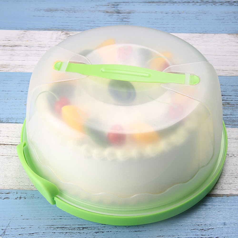 30cm runda tårtlåda behållare med lock säker stängning för att bevara transport bakverk kvantitet 1 slumpmässig färg