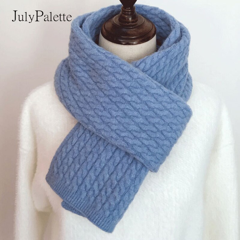 Julypalette Solid Twist Sjaal Vrouwen Herfst Winter Kasjmier Warme Gebreide Sjaals Lange Vrouwelijke Sjaals Pashmina Sjaal 10 Kleuren: Blue