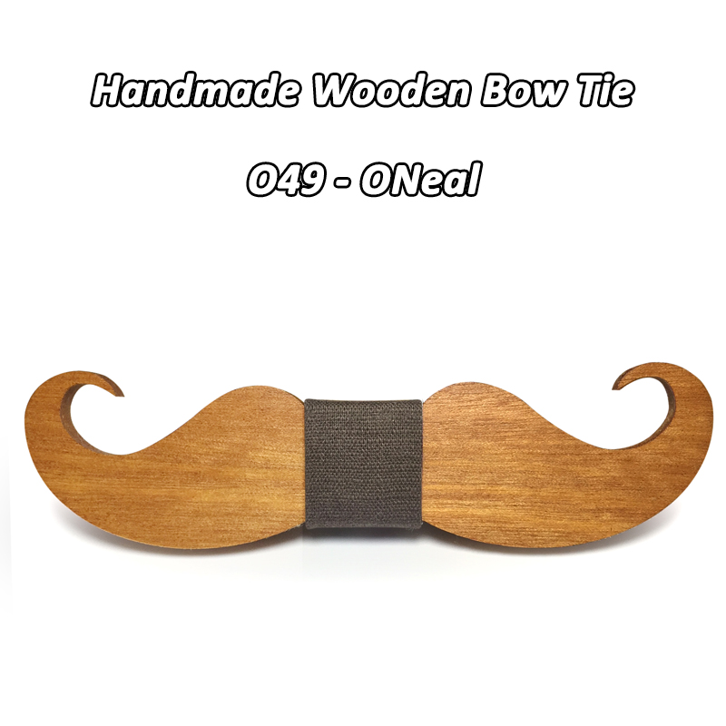 Mahoosive – Nœud papillon moustache en bois, pour hommes, accessoire masculin, fabrication artisanale, nouveauté, ,: O49