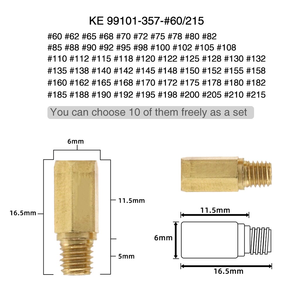 ZS Racing-carburador principal M5 para Keihin OKO/KOSO/PWK/BD/CRS/ FCR/FCR-MAX/PD/PE/ PJ/PWM, 10 Uds.: B