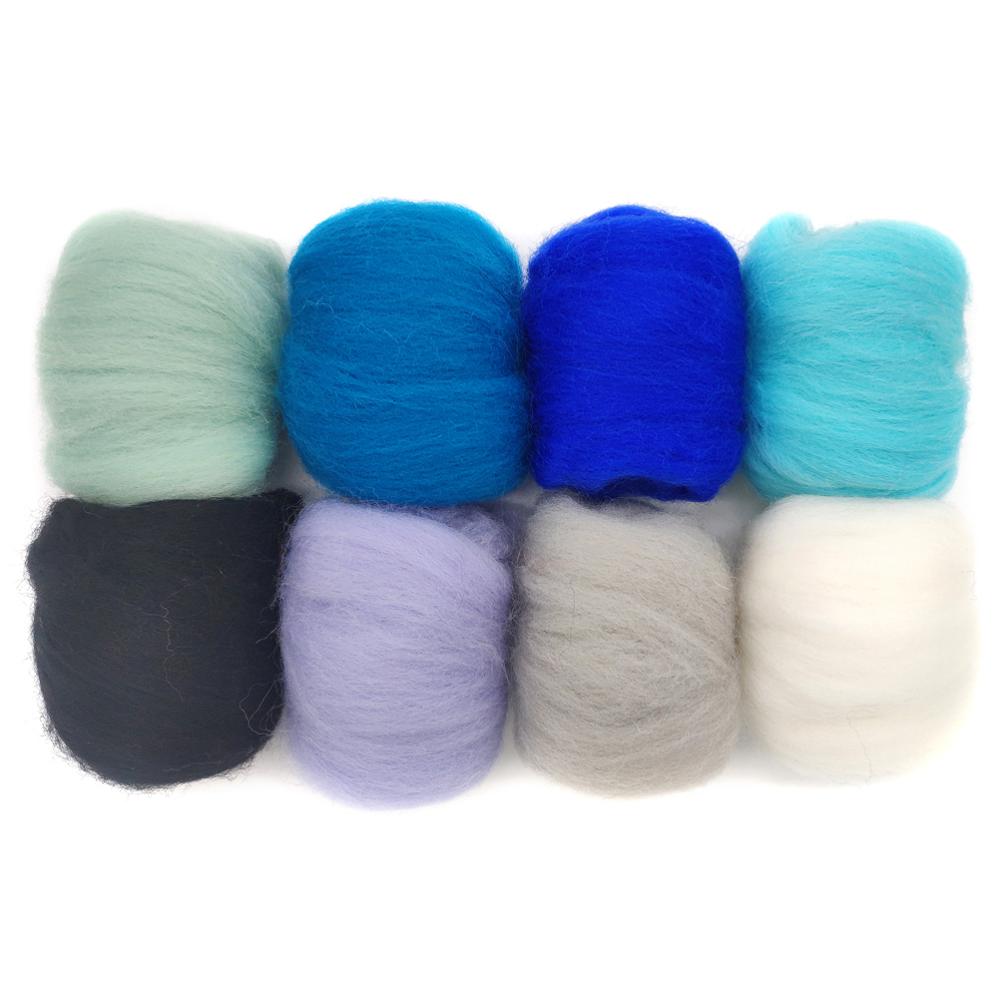 Needle Felting Kit 10g x 8 Color Total 80g Merino Eco-friendly Natural with Needle Felting Needles , Needle Felting Mat (NO.04)