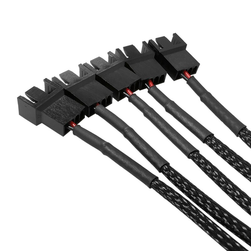 4pin IDE Molex to 4-Port 3Pin/4Pin Power Supply Cable Black Sleeved Cooling Fan Splitter Power Cord Plug Cooler Wire for PC