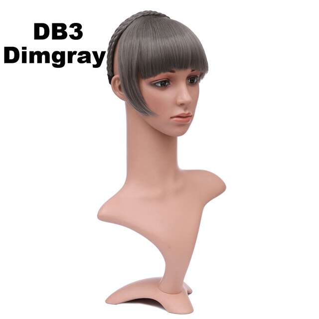 Girlshow front syntetiskt hår bang kort lugg med flätor pannband hår trubbig bang  db3 6 &quot; , 16 färger tillgängliga 50g, 1pc: Db3 färger dimgrå