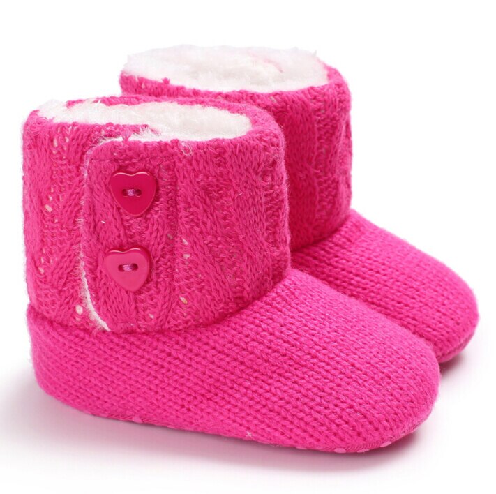 infantile di inverno Del bambino del Ragazzo Della Ragazza di Lavoro A Maglia Stivali Stampa Floreale uncinetto Scarpe Inverno Caldo Scarpe metà-Vitello Artigianato Neonato Stivali 0-18 m: A / 0-6 mesi