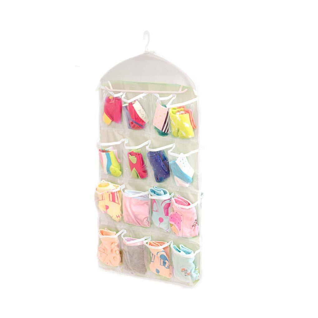 16 Grids Foldable Wardrobe Hanging Bags Container Clothing Underwear Bras Socks Ties Hanger Shoes Storage Bag