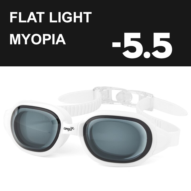 COPOZZ Swimming Goggles Myopia 0 -1.5 to -7 Men Women Anti fog UV Protecion Waterproof Swimming Glasses Diopter Swim Eyewear: Myopia White -5.5