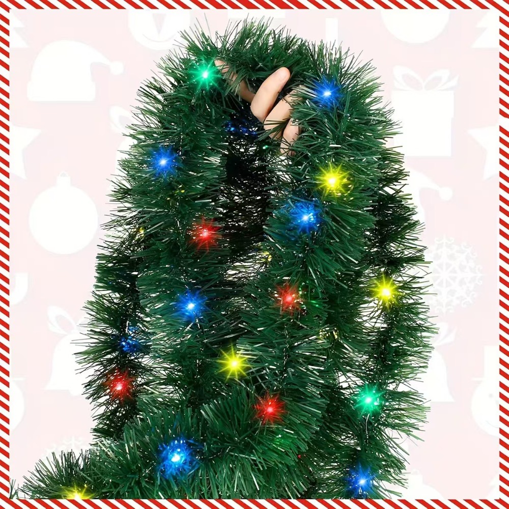 5m/16ft led árvore de natal guirlanda pendurado tira brilho fita de natal com luzes led colorido pendurado guirlandas de ouropel ao ar livre