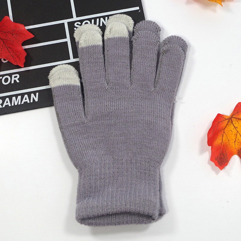 Warme touchscreen handschoenen voor mannen en vrouwen wijzen op koude en antivries monochrome gebreide handschoenen  b51: Lichtgrijs