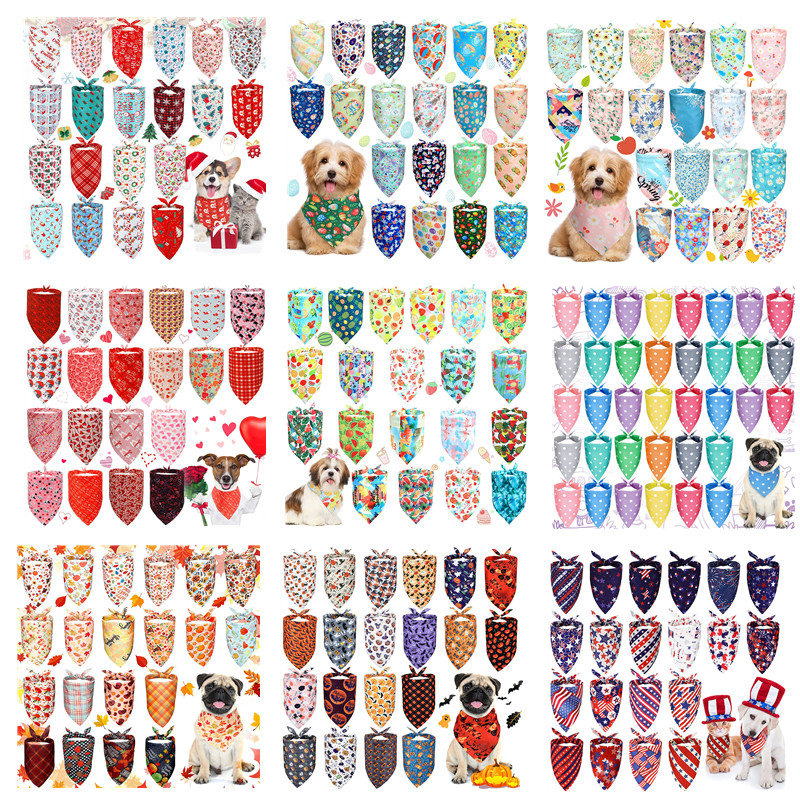 20 paquetes de pañuelos navideños para perros, bufandas triangulares para perros, Baberos para perros de Acción de Gracias y Halloween, pañuelos para accesorios para perros