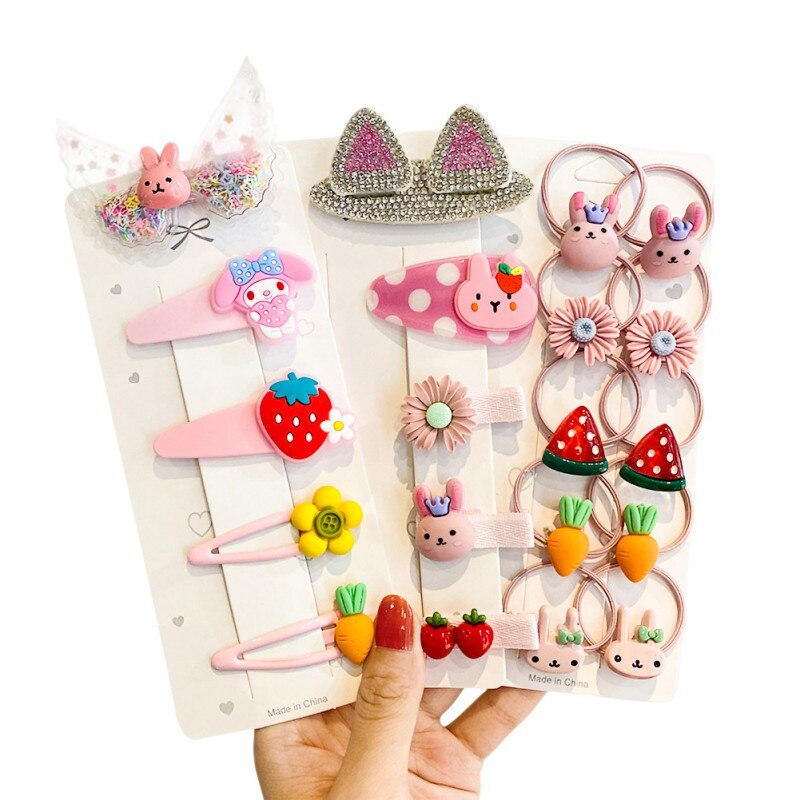 10 pçs/set crianças girassol grampos de cabelo conjunto hairpin para meninas adorável dos desenhos animados frutas flores bandana do bebê bb clipe barrettes: 03
