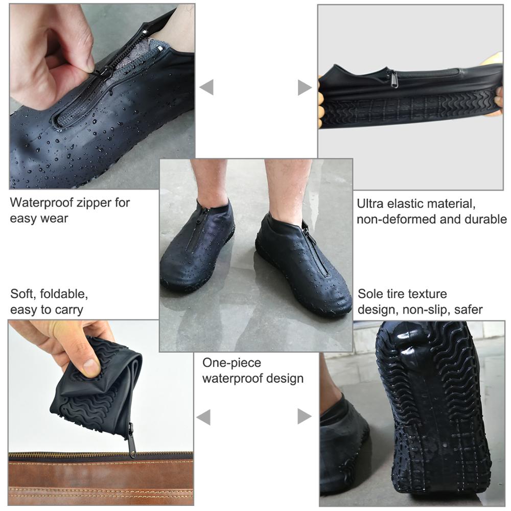 BXIO Siliconen Schoen Covers met Rits Outdoor Siliconen Laarzen Cover Mannen Waterdichte Overschoenen Antislip Schoenen Cover