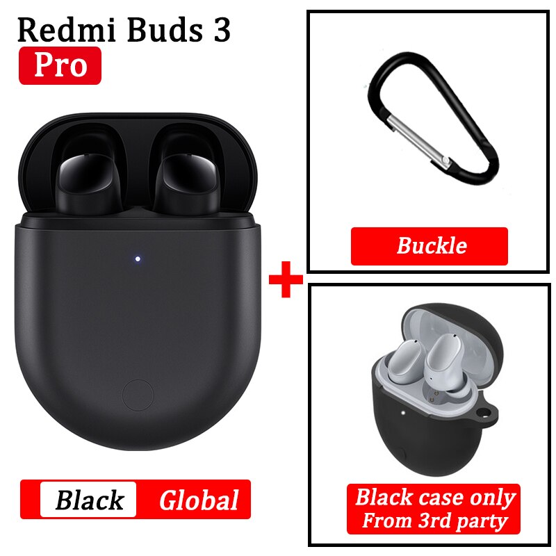 Xiaomi Redmi Buds 3 Pro TWS auricolare Bluetooth Redmi Airdots 3 Pro auricolare Wireless ANC IPX4 per K40 Note 10 Pro: BLACK GL black case