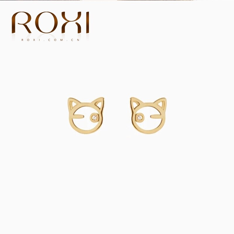 Roxi Punk Animal Snake Kraakbeen Oorbellen Voor Vrouwen Meisjes Leuke Insect Bee Kat Piercing Mooie Stud Oorbel Zilver 925 Sieraden: Cat gold