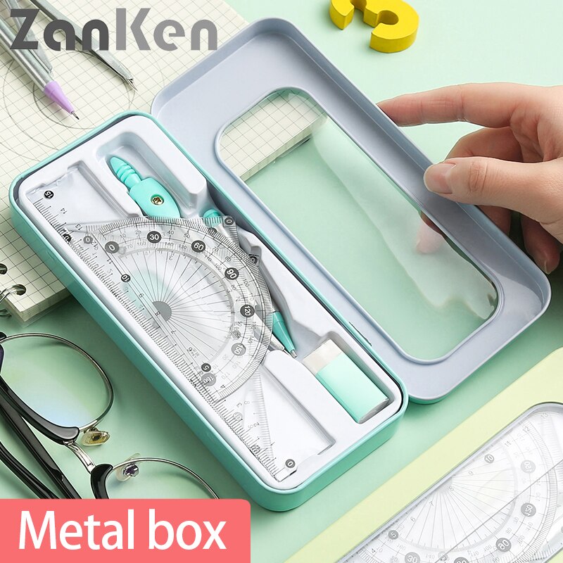 Zanken compasses Ruler Set Multi-function Ruler Ruler Ruler Triangle Metal Drawing Tool for Student Drawing