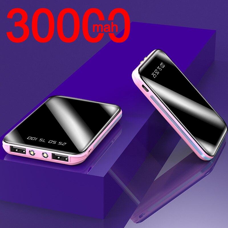 30000mAh Power Bank Große Kapazität Tragbare Mini USB Telefon Ladegerät Digital Display Im Freien Reise für Externe Batterie PoverBank