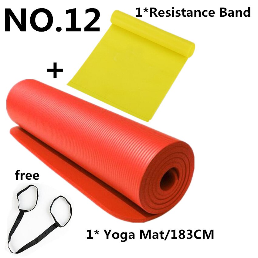 10 millimetri NBR Zerbino Con La Fascia di Resistenza di Forma Fisica di Yoga Pilates Zerbino 183X61cm Non-slip Pad di Spessore Per Palestra All'aperto esercizio di Fitness: Red 183cm