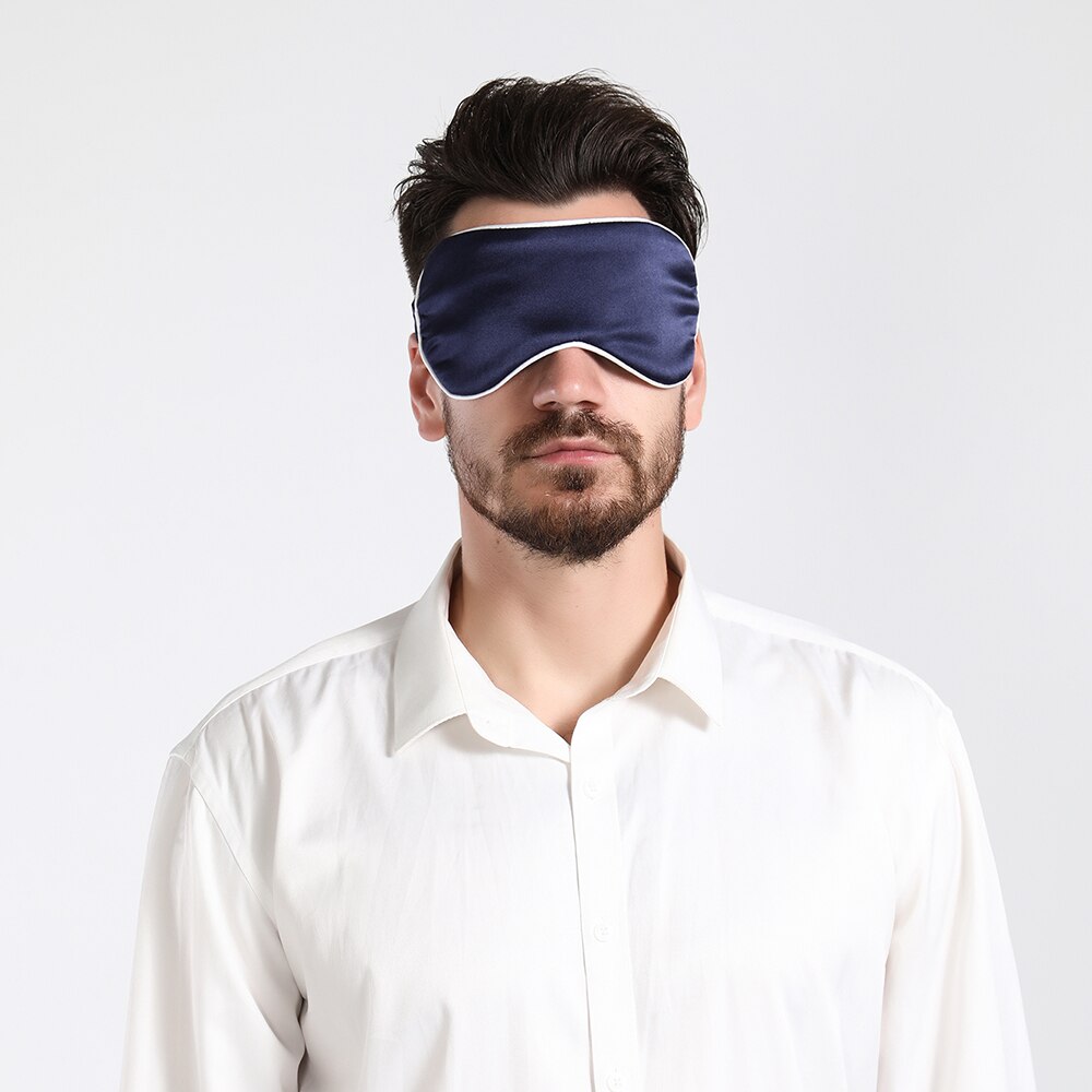 Natural Silk Sleep Mask Blindfold Super Smooth Eye Mask Stylish Contoured Sleep Mask for Sleeping Traveling Night Shift: Blue