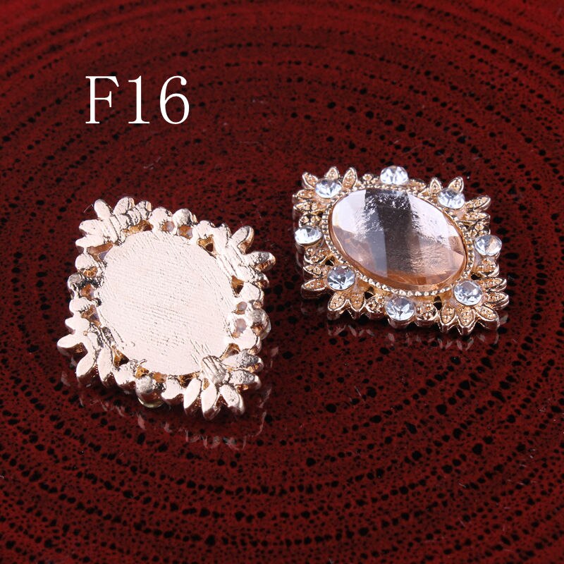 120 stuks/partij 18 kleuren bling paardenoog decoratieve platte kristalknopen voor haaraccessoires metalen strass-knopen voor knutselwerkjes: F16