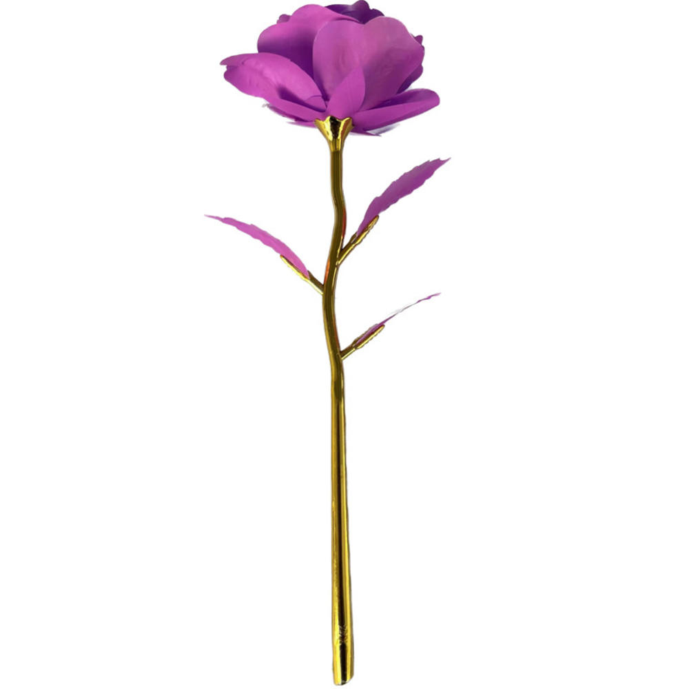 1Pc Valentine's Day 24K Aluminum Foil Rose Gold Rose Lasting Eternal Love Wedding Decoration Lover Lighting Rose: Gold