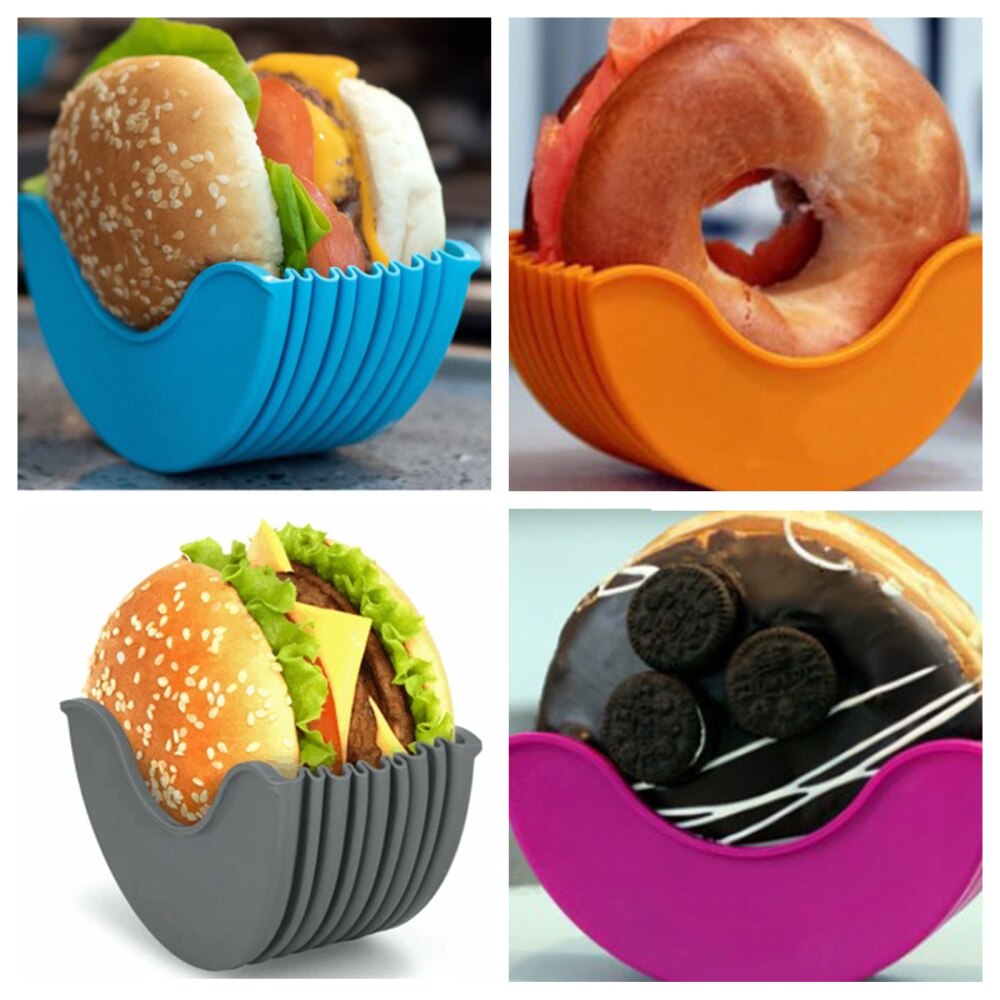 Burgerholdere av silikon gjenbrukbare smørbrød holder boks biffpress biffform hamburger bolle skall kjøkkenverktøy bpa-fri oppvask