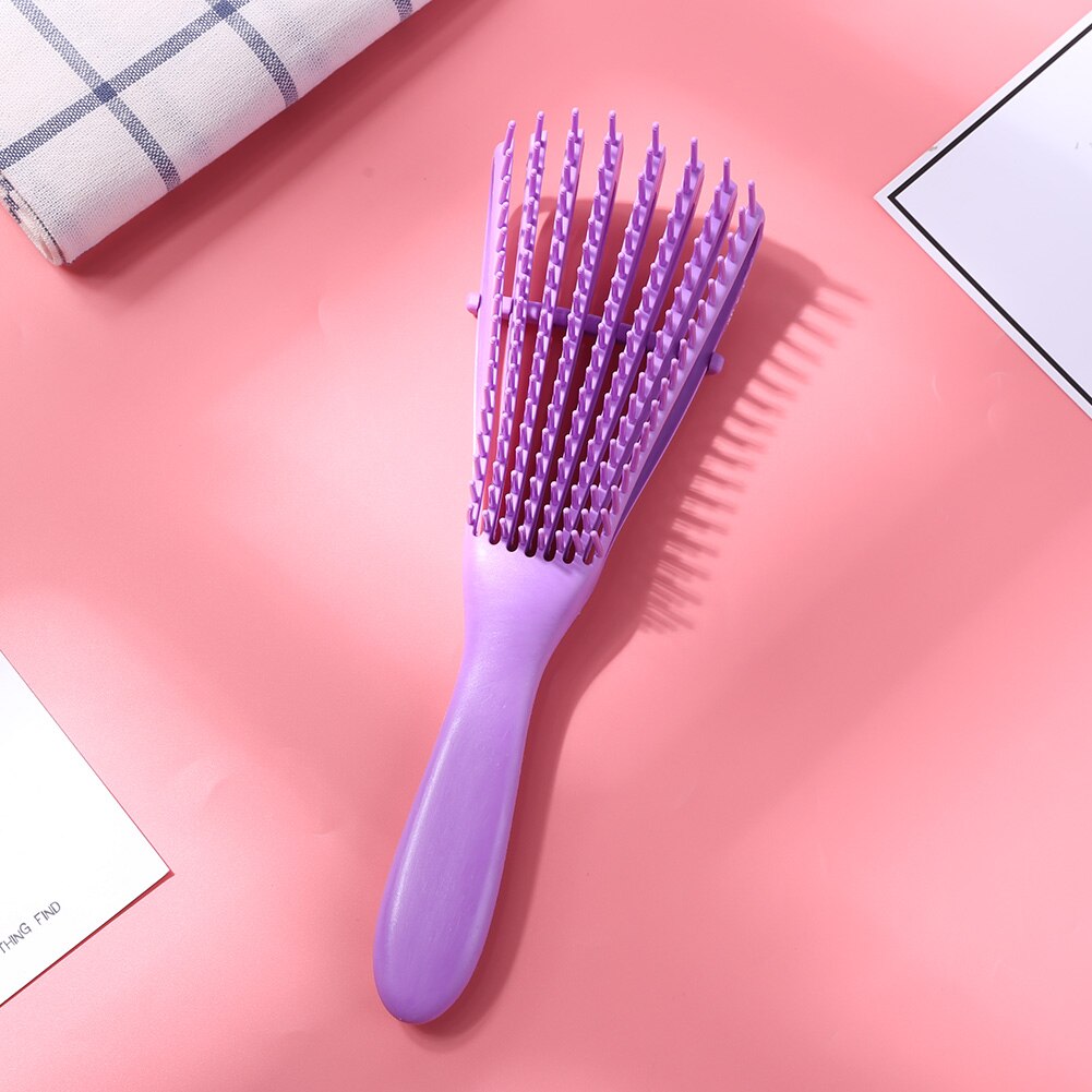 Vrouwen Haar Hoofdhuid Massage Kam Rubber Handvat Nat Krullend Haarborstel Salon Kappers Styling Tools