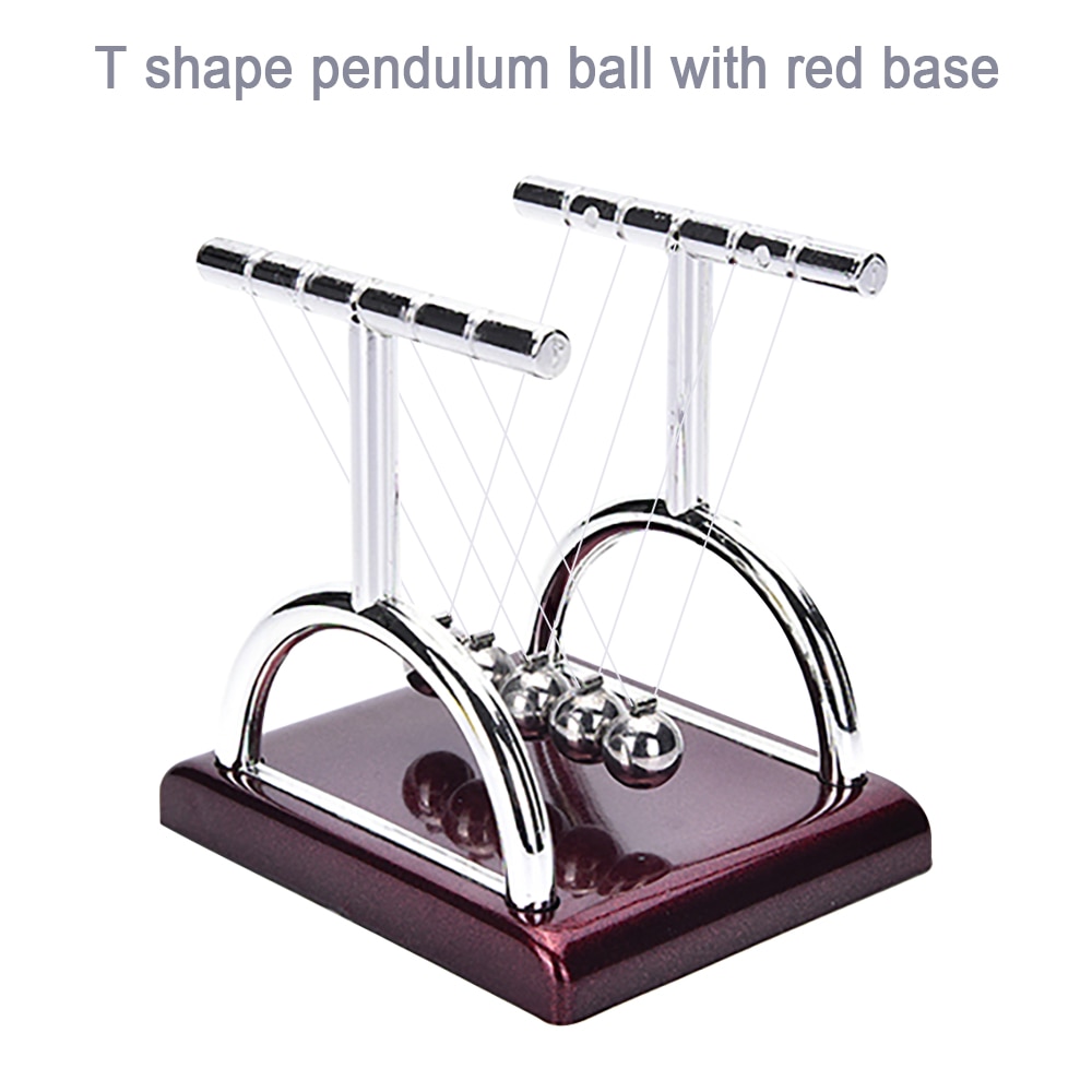 Xunmi Ambachten Newton 'S Cradle Bureau Tafel Decor Metalen Slinger Bal Newton Ball Natuurkunde Science Pendulum Steel Balance Ball: T shape -red base