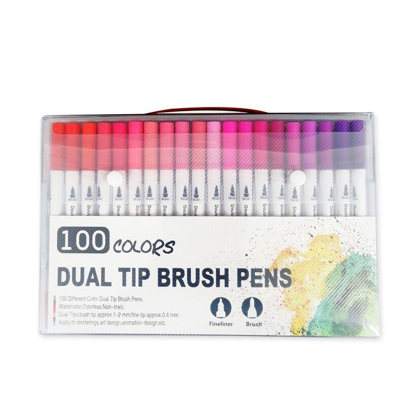100/120 farver dobbelt spids kunst tuscher pen kalligrafi akvarel pensel pen sæt til voksen malebøger bullet journal
