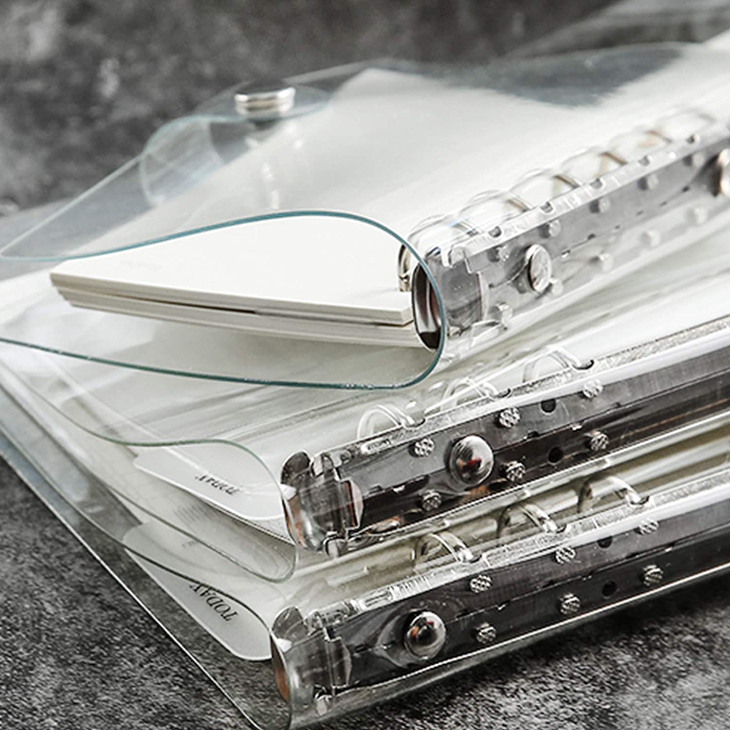 1 Pc Transparent Notebook Cover Soft PVC Binder Cover A5/A6/A7 Standard 6 Holes Snap Button Closure