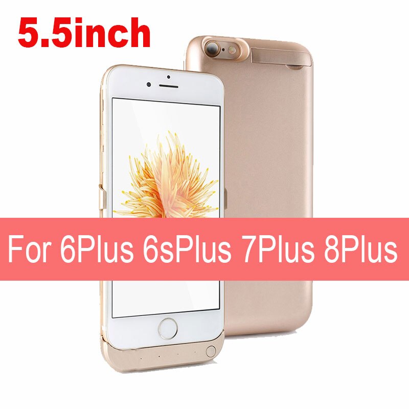 10000 mah grotere capaciteit telefoonbatterij oplaadhoes voor iphone 6 6s 7 8 telefoonbatterijhoes voor iphone 6 plus 6 splus 7 plus 8 plus: 5.5 inch goud