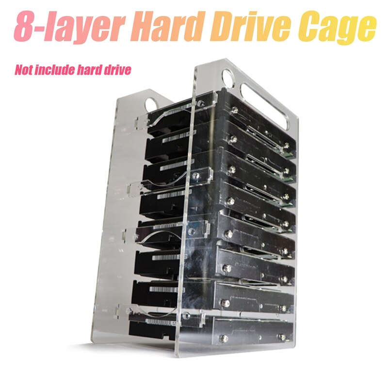 3.5 Inch HDD Hard Drive Cage 8X3.5 Inch HDD Cage Rack DIY Hard Disk Case for BTC Mining Computer Storage Expansion: Default Title
