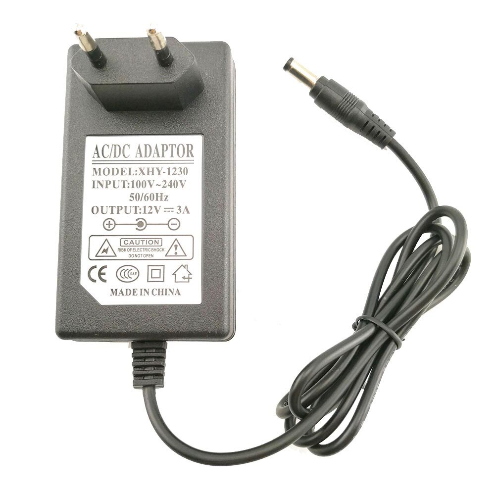 AC 100V-240V DC Charger Adapter Camera Power Supply 12V 3A Converter 5.5mm*2.5MM US EU Plug Transformer for CCTV LED Strip L19