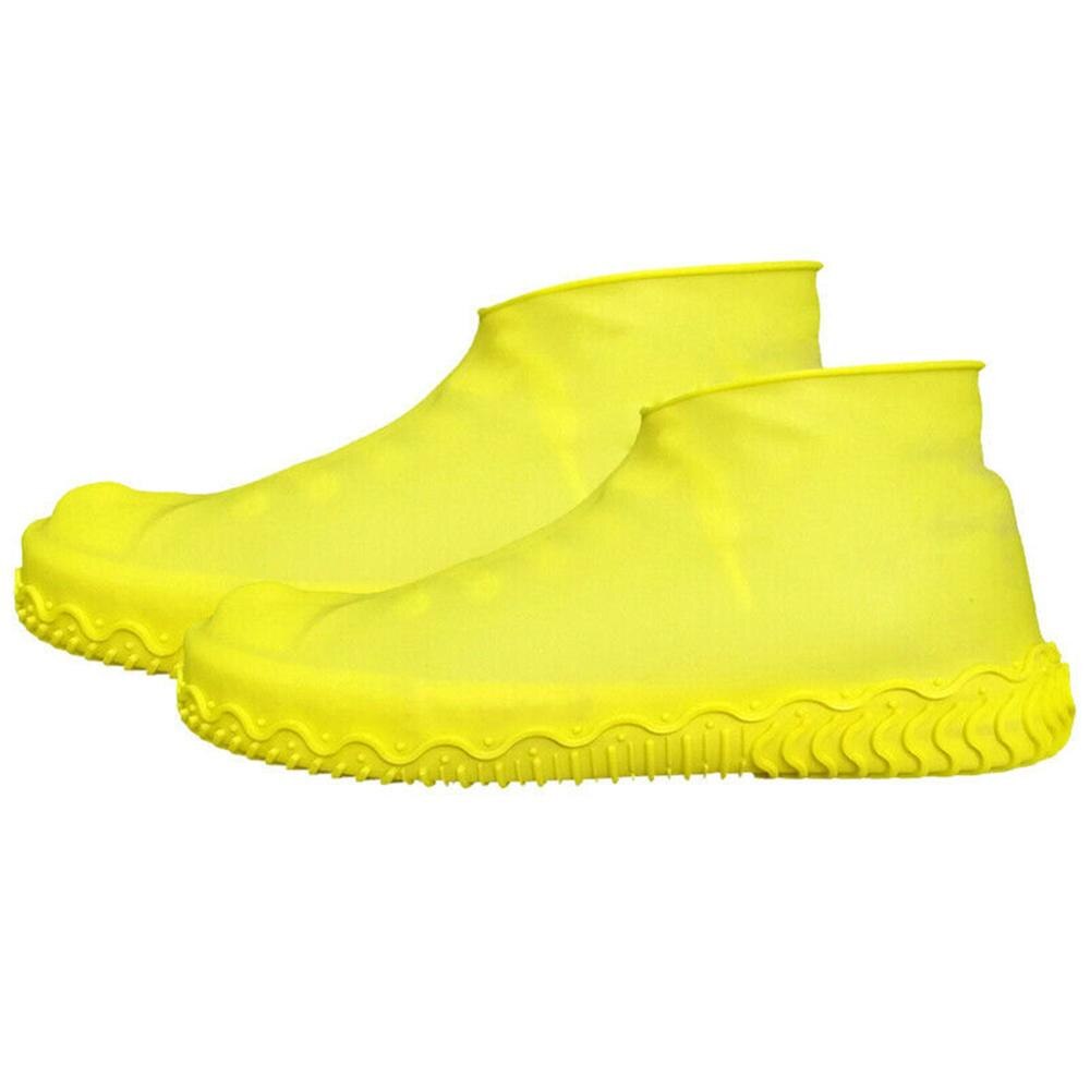 Couvre-chaussures réutilisables en Silicone | 1 paire, protection de chaussures unisexe, bottes de pluie pour l'intérieur et l'extérieur: yellow / L